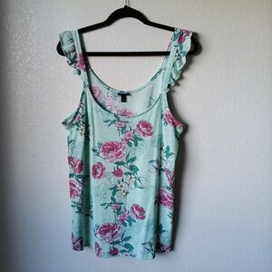💜3/$25 Torrid Floral Tank Top - Light Green and Pink